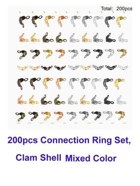 200pcs Connector Clasp Fitting Metal Ball Chain End Crimps Beads